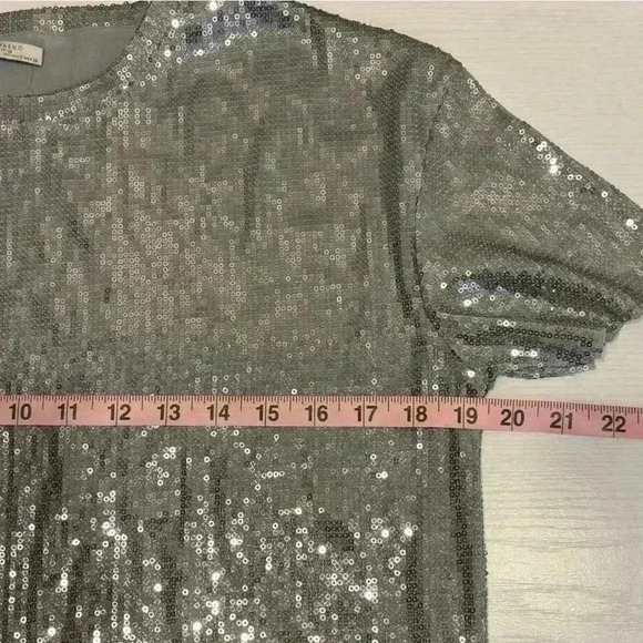 Zara Silver Sequins Short Sleeve Blouse - Picture 11 of 12